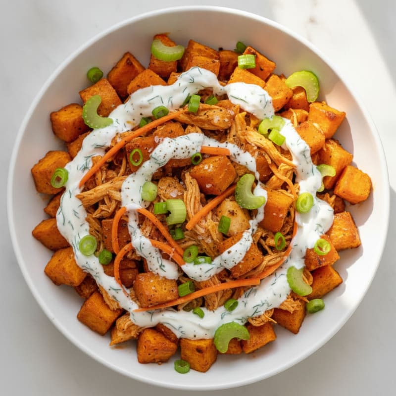 Buffalo Chicken Sweet Potato Bowl