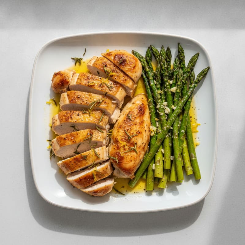 Lemon Herb Roasted Chicken with Asparagus