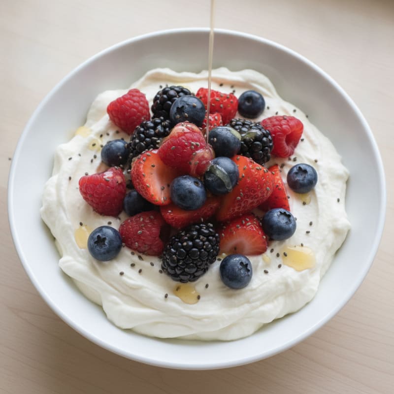 Creamy Greek Yogurt Protein Pudding with Mixed Berries