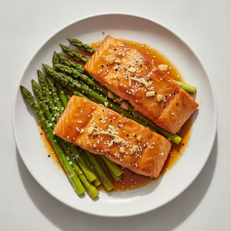 Honey-Teriyaki Glazed Salmon with Roasted Asparagus