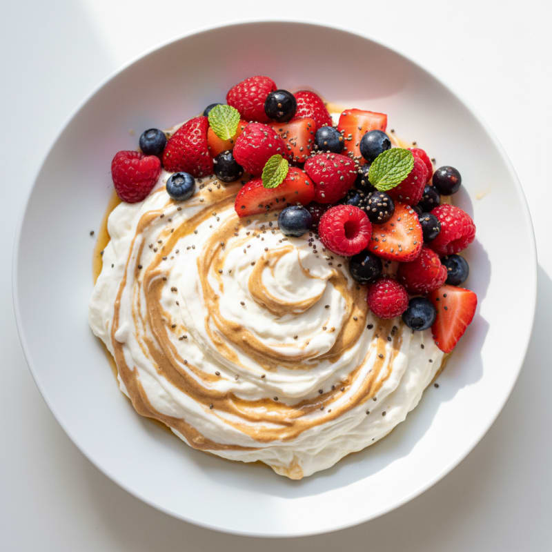 Creamy Greek Yogurt Protein Mousse with Mixed Berries