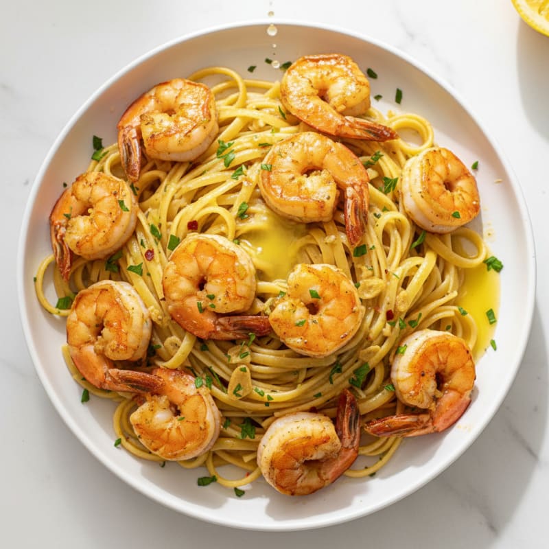 Garlic Butter Shrimp Scampi with Linguine