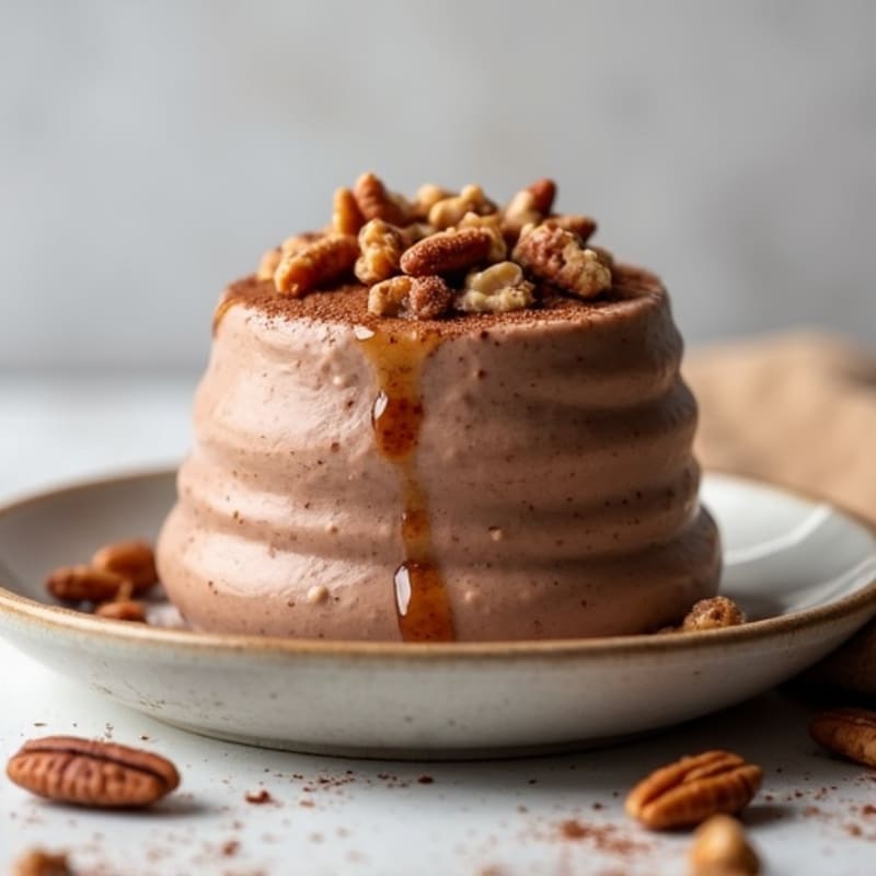 Chocolate Protein Mousse with Crunchy Nut Topping