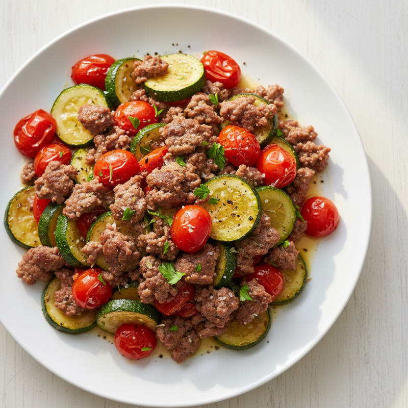 Tender Beef and Roasted Zucchini Medley