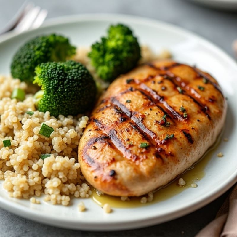 Grilled Turkey Breast with Roasted Broccoli and Quinoa