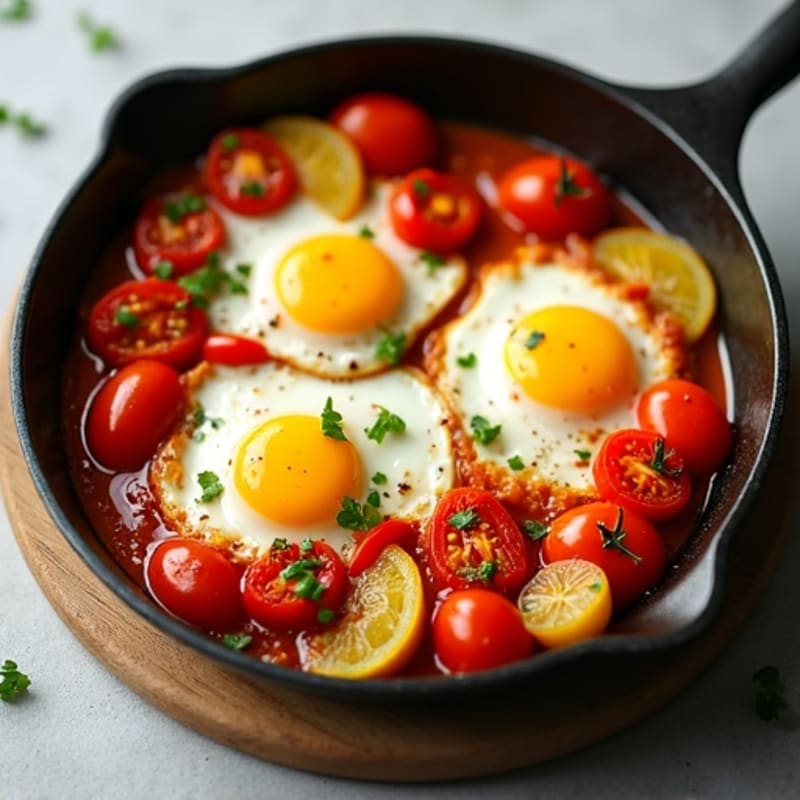 Spiced Tomato and Bell Pepper Skillet Eggs