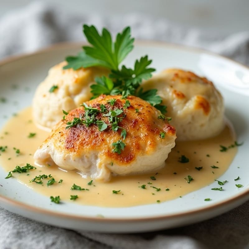 Wholesome Creamy Chicken with Fluffy Herb Dumplings