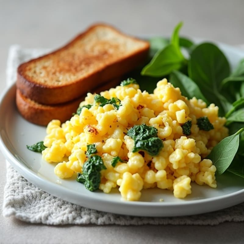 Egg White Spinach Scramble with Turkey Sausage