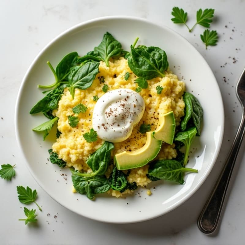 Fluffy Herb-Spinach Egg White Scramble