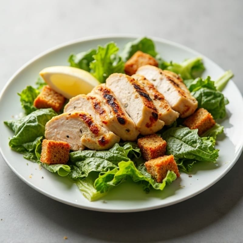 Grilled Chicken Caesar Salad with Crispy Romaine