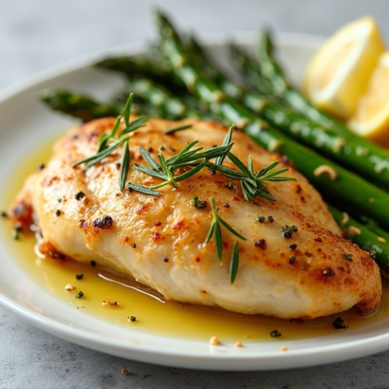 Lemon Herb Roasted Chicken with Crispy Roasted Asparagus
