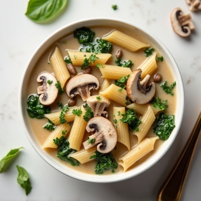 Creamy Turkey Mushroom Pasta Soup