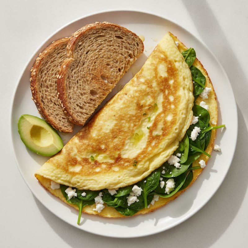 Crispy Egg White Omelette with Spinach and Feta