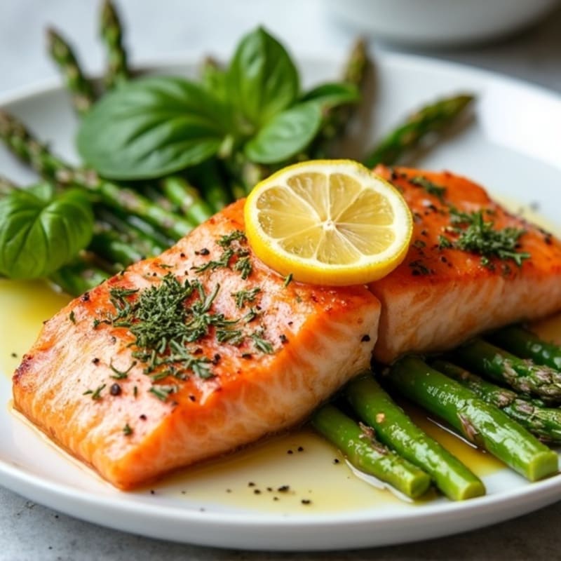 Lemon-Herb Roasted Salmon with Crispy Asparagus