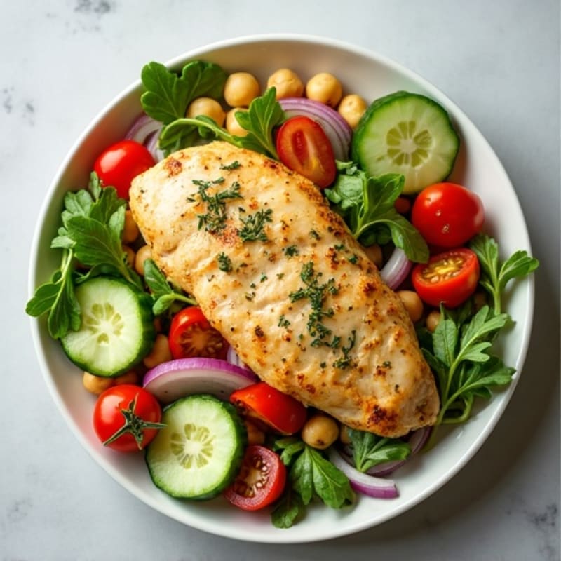 Lemon Herb Roasted Chicken and Fresh Vegetable Salad