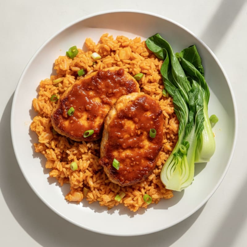 Gochujang Chik'n Filets with Kimchi Rice
