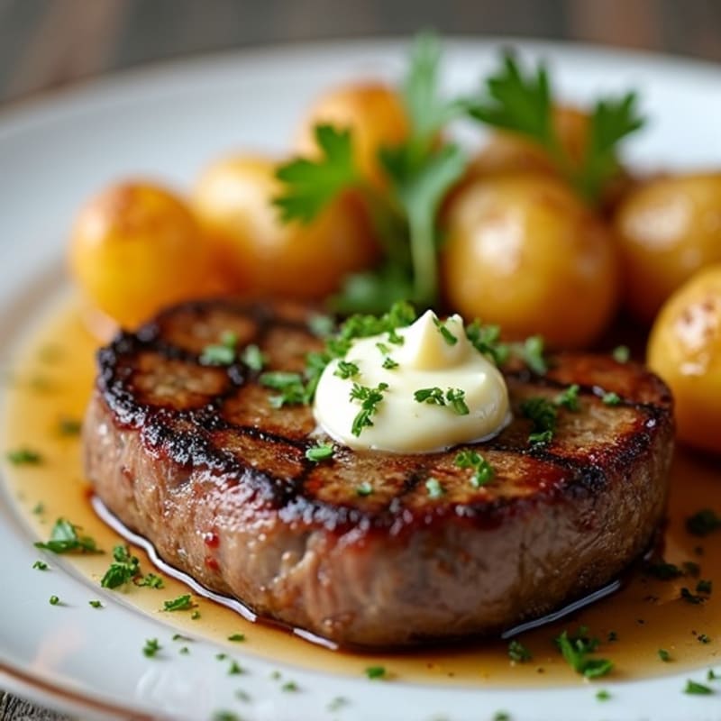 Herb-Garlic Butter Seared Steak with Roasted Potatoes