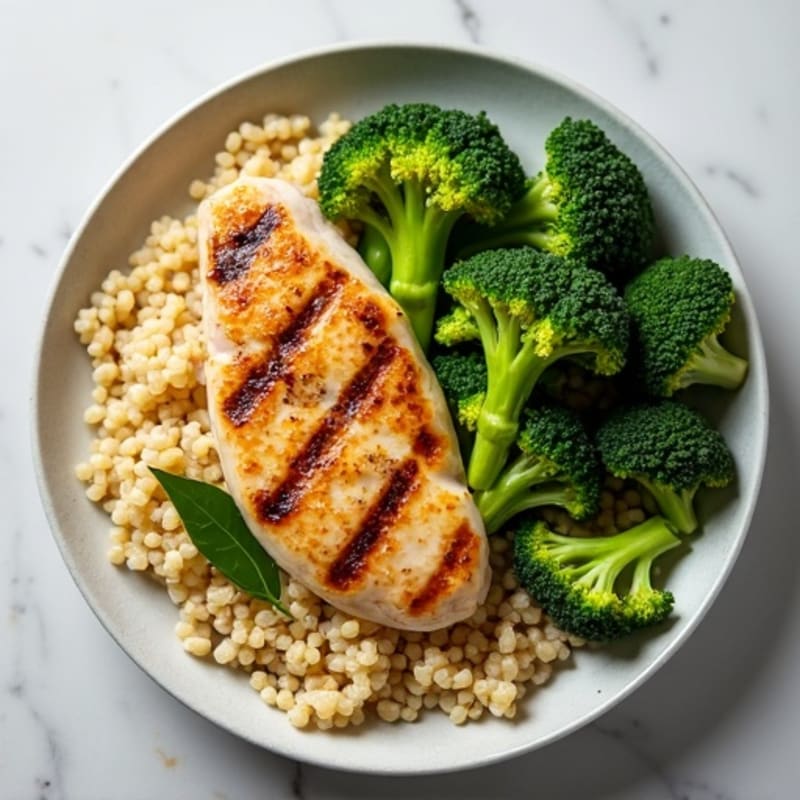 Grilled Chicken Breast with Quinoa and Steamed Broccoli