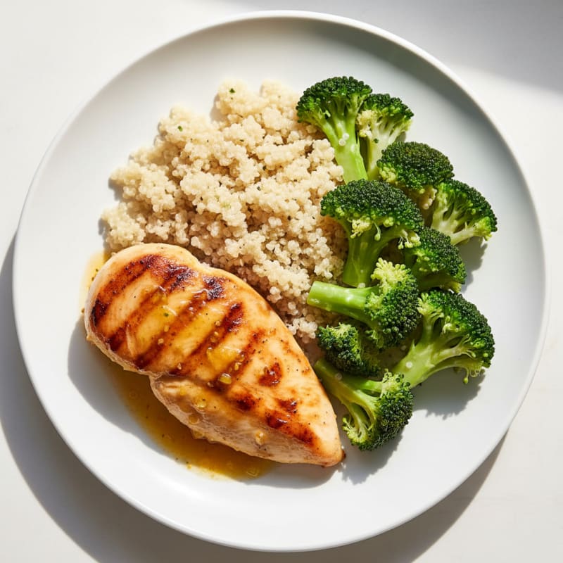 Grilled Chicken Breast with Quinoa and Steamed Broccoli