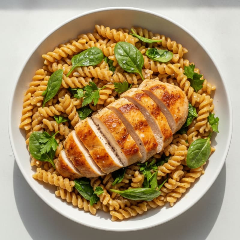 Herb-Infused Garlic Butter Pasta with Seared Chicken