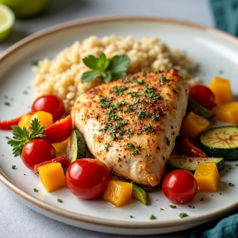 Herb-Crusted Sheet Pan Chicken with Rainbow Vegetables