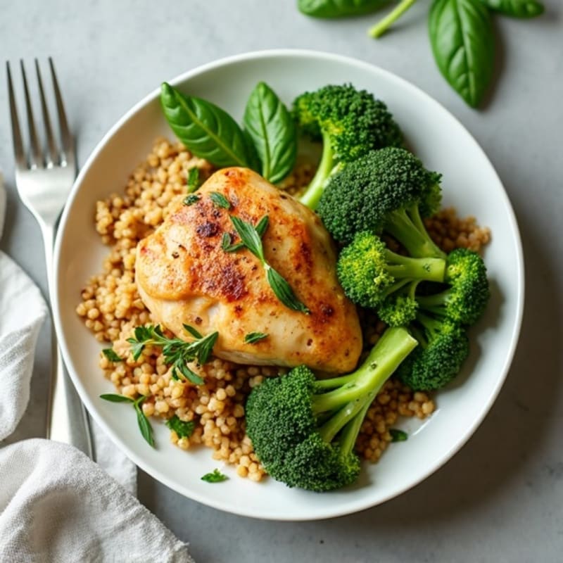 Basil Chicken Stir-Fry with Steamed Broccoli
