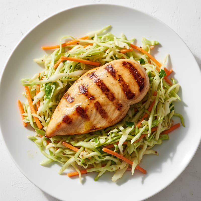 Grilled Chicken Breast with Crunchy Cabbage Slaw