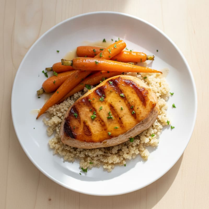 Seared Turkey Breast with Roasted Carrots and Quinoa