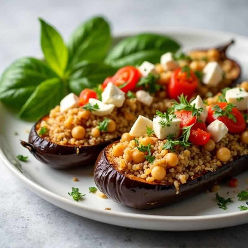 Herb-Roasted Quinoa Stuffed Eggplant