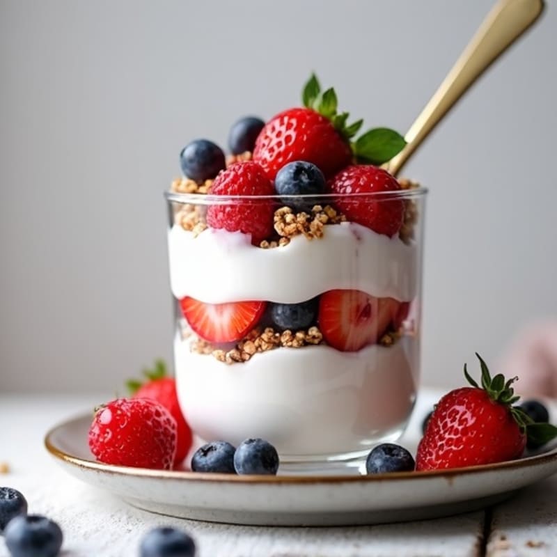 Greek Yogurt Protein Parfait with Mixed Berries