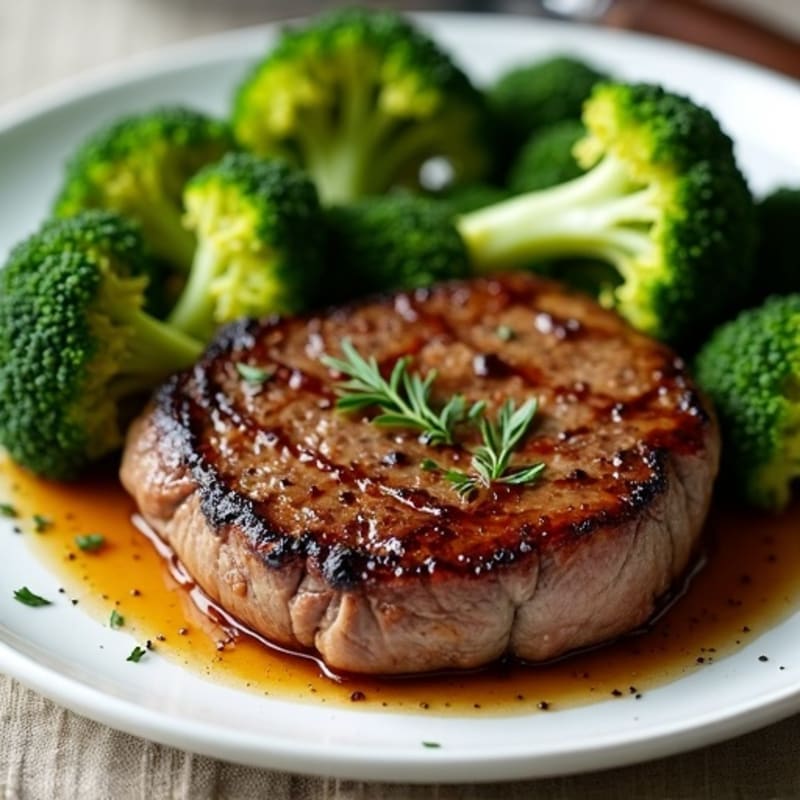 Pan-Seared Steak with Crispy Roasted Broccoli