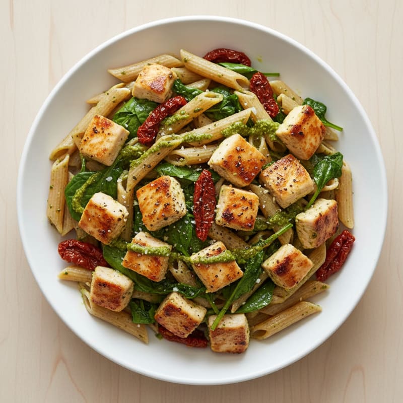 Pesto Chicken Pasta with Sun-Dried Tomatoes