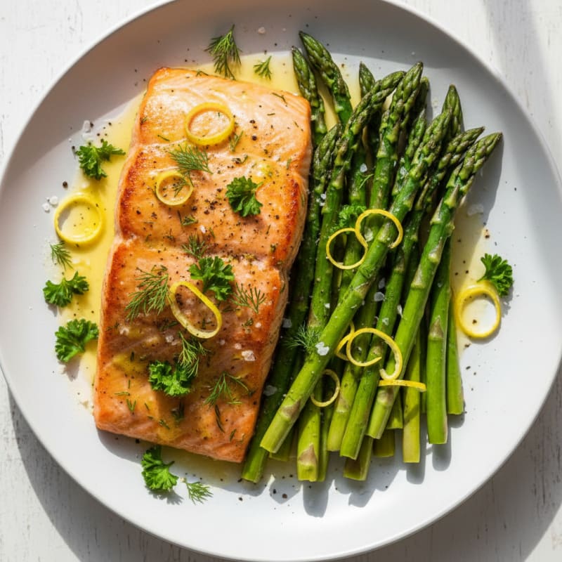 Lemon Herb Baked Salmon with Asparagus