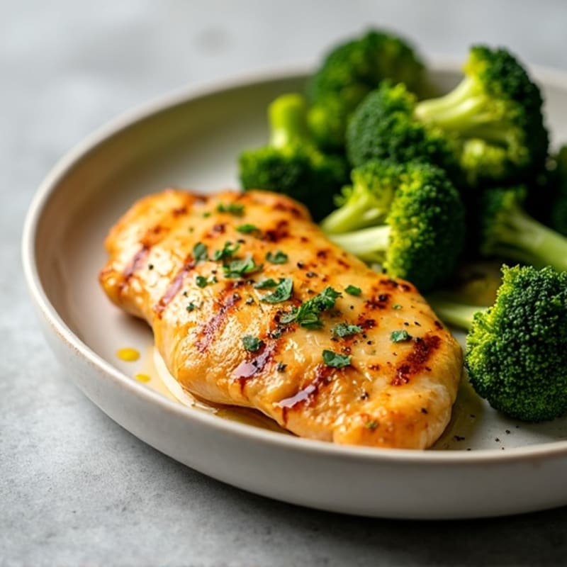 Lemon-Garlic Pan-Seared Chicken with Roasted Broccoli