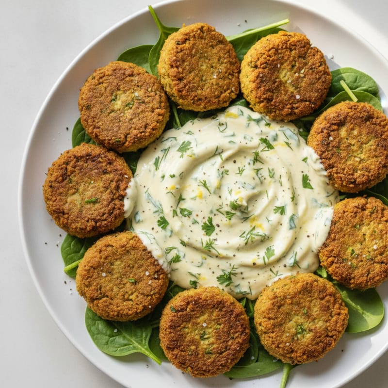 Crispy Falafel with Lemon-Herb Tahini Sauce