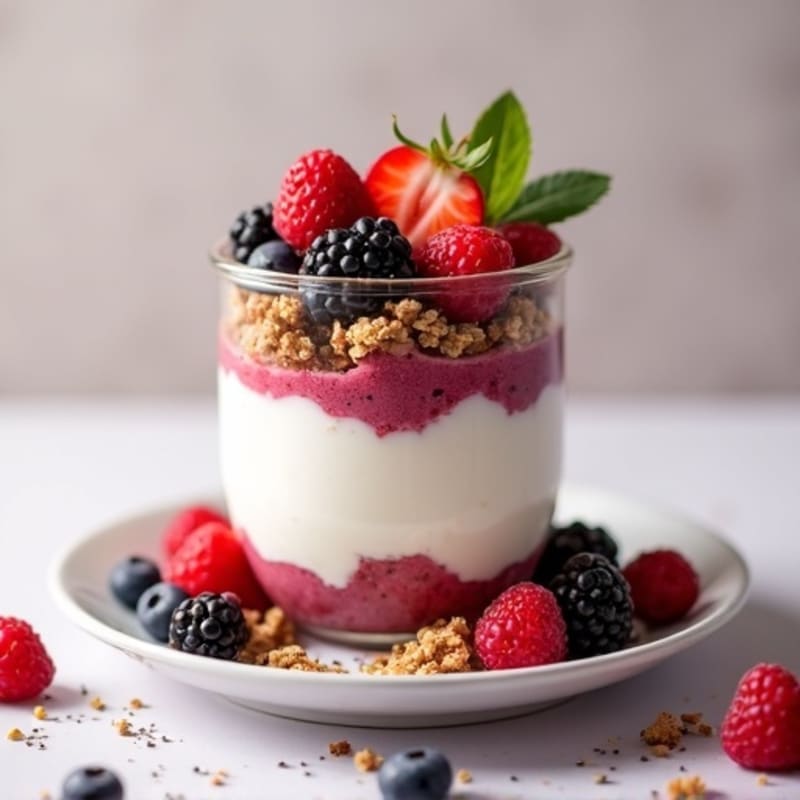 Greek Yogurt Protein Parfait with Mixed Berries