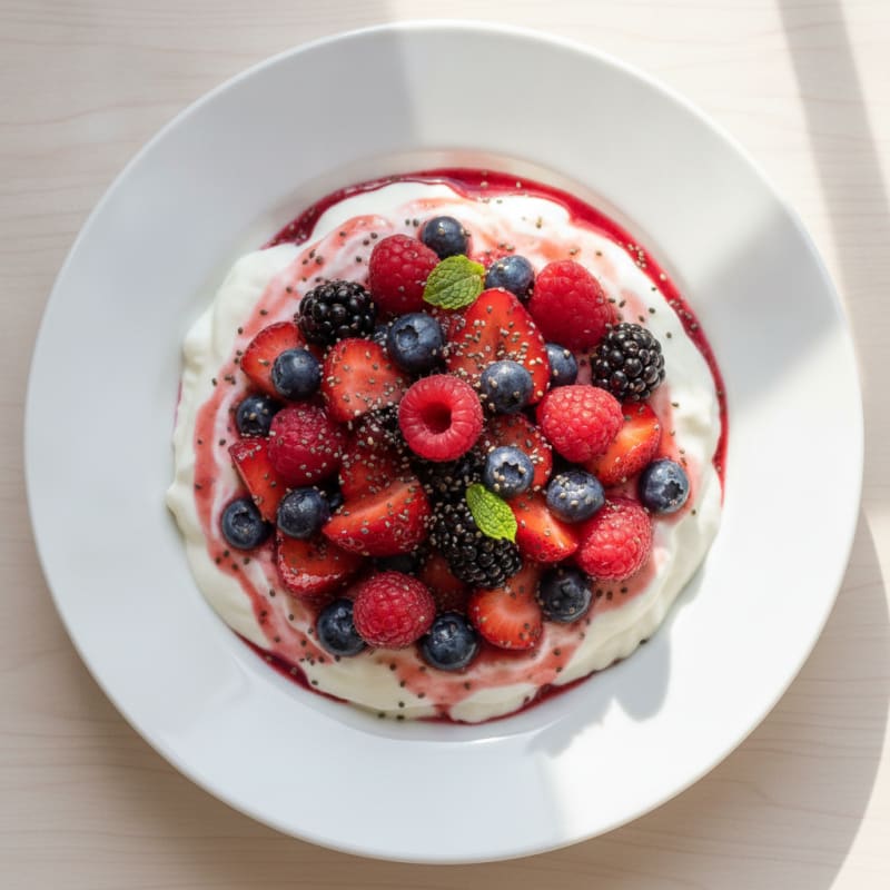 Silky Greek Yogurt Protein Pudding with Mixed Berries