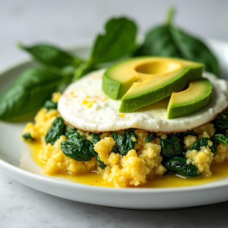 Egg White Spinach Scramble with Cottage Cheese