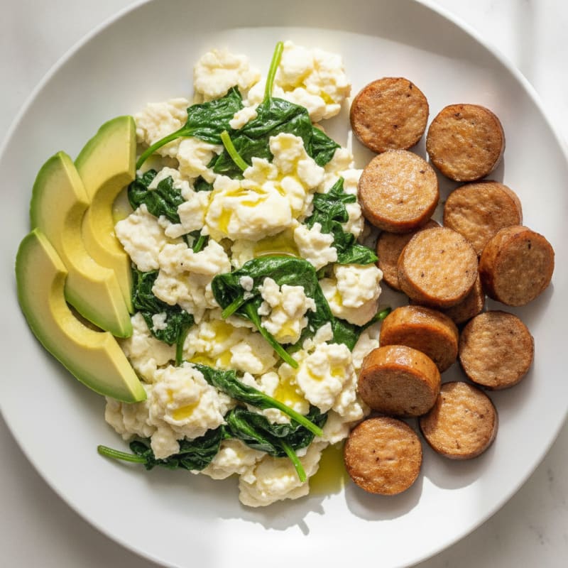 Scrambled Egg Whites with Spinach and Turkey Sausage