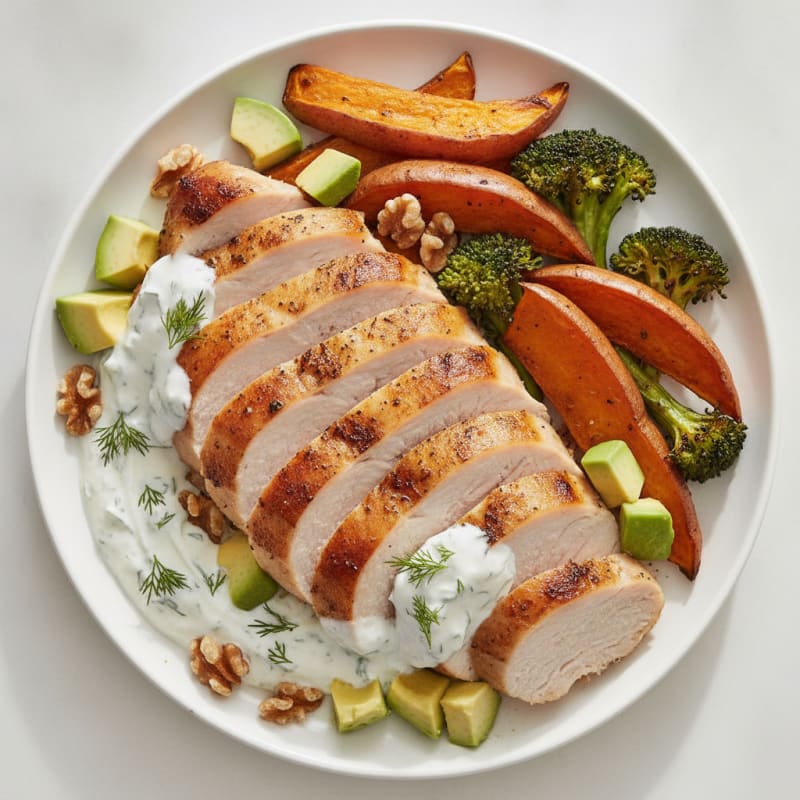 Herb-Roasted Turkey with Greek Yogurt Sauce