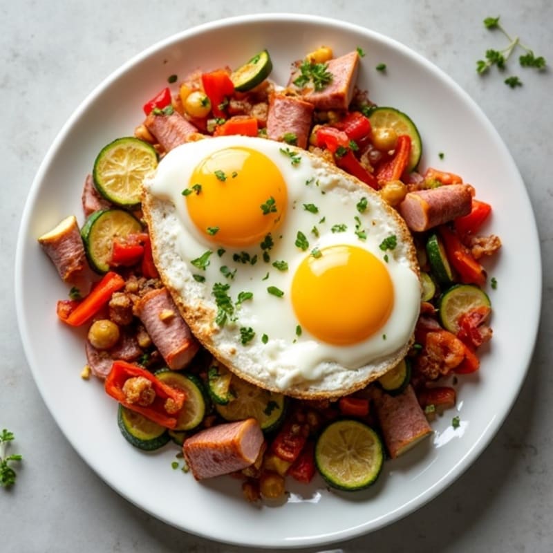 Crispy Ham and Roasted Vegetable Hash