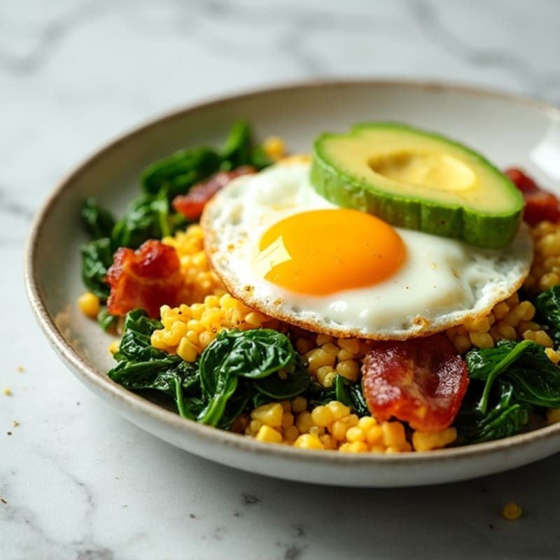Cottage Cheese Scramble with Spinach and Turkey Bacon