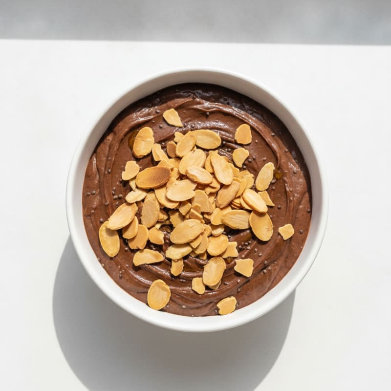 Silky Chocolate Protein Pudding with Almond Crunch