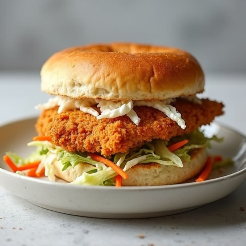 Crispy Baked Chicken Sandwich with Greek Yogurt Slaw