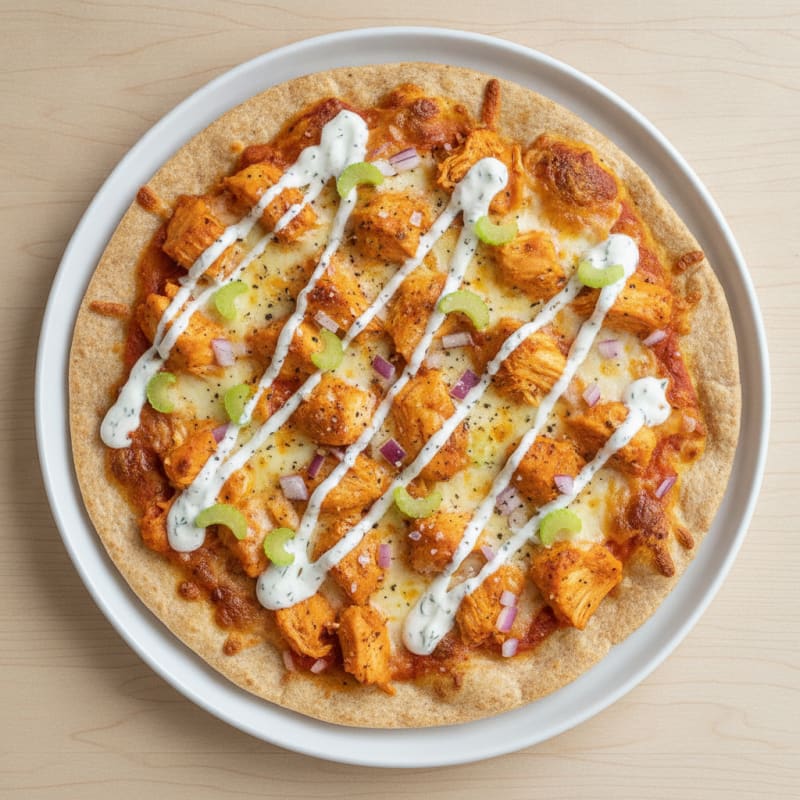 Buffalo Chicken Pizza with Ranch Drizzle