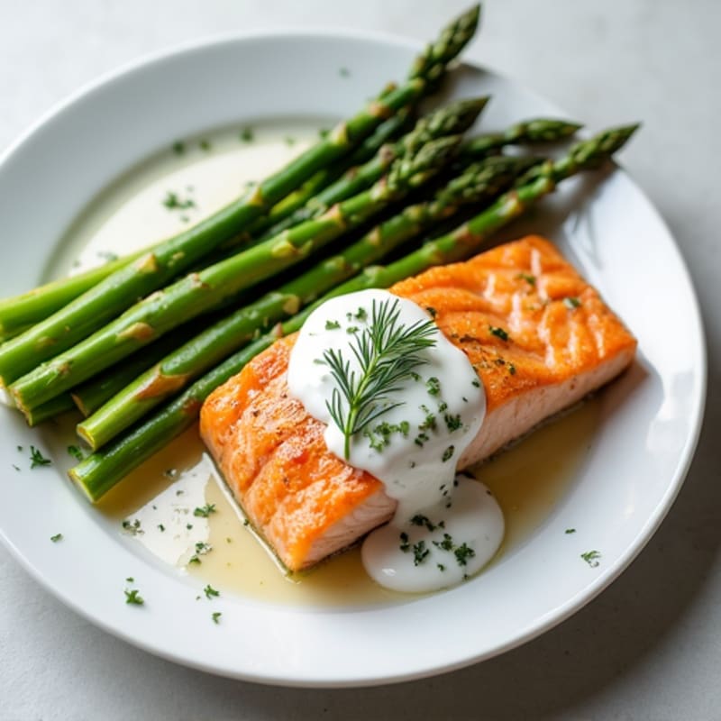 Seared Salmon Fillet with Roasted Asparagus