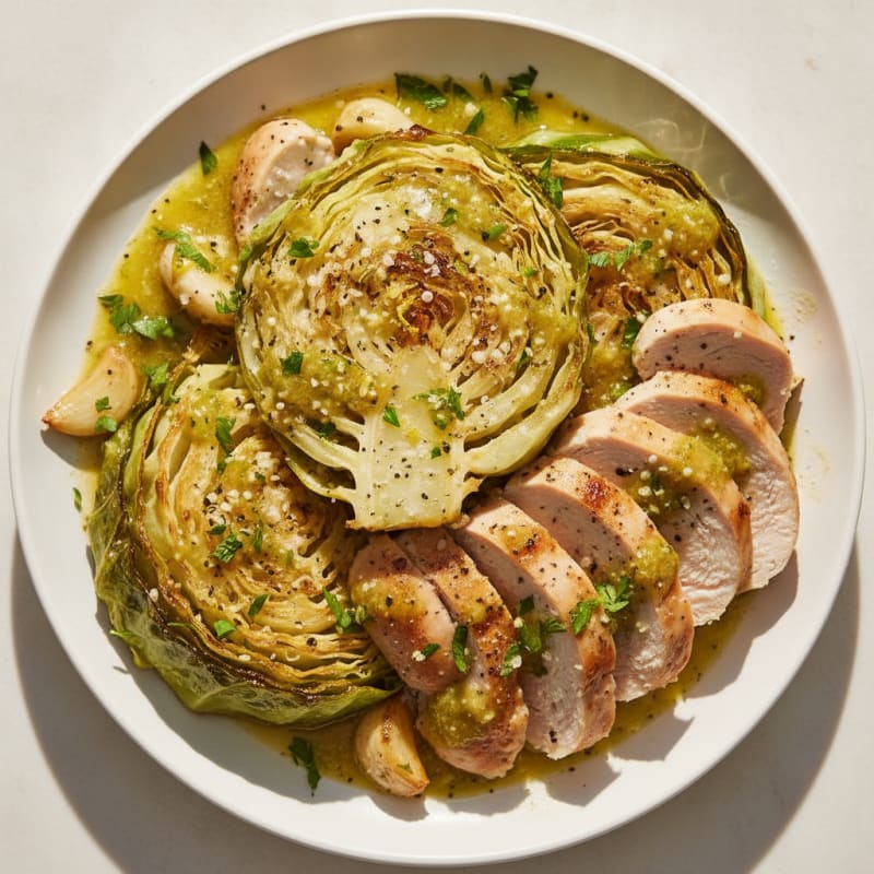 Roasted Cabbage with Lemon-Herb Dressing