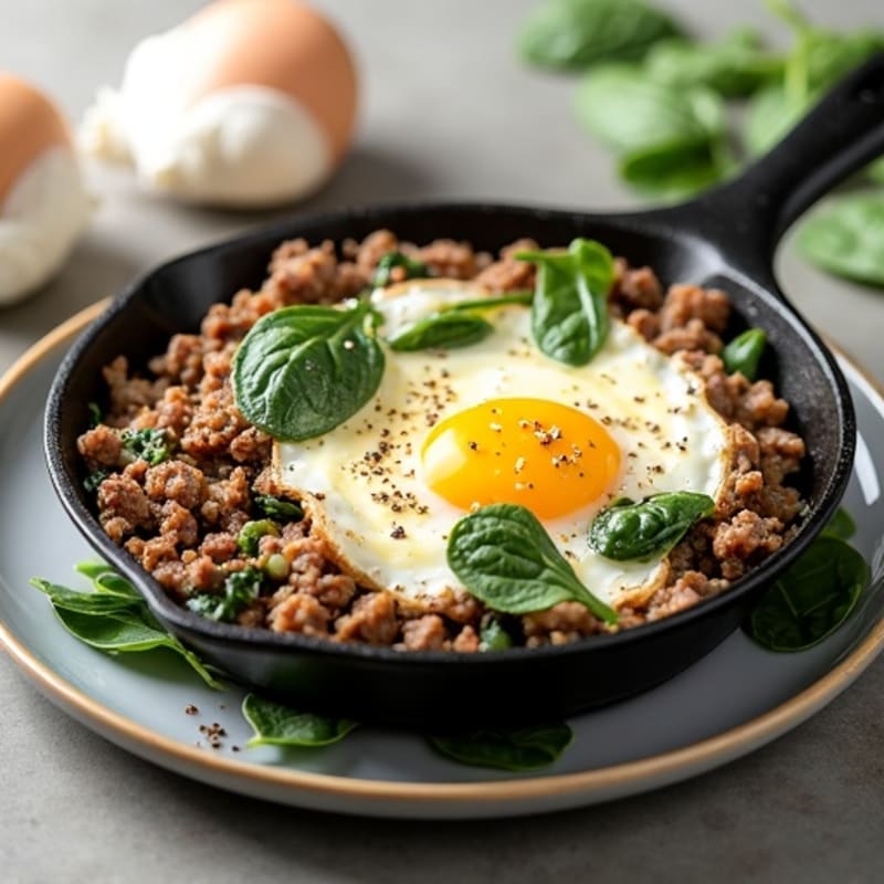Creamy Beef and Spinach Skillet