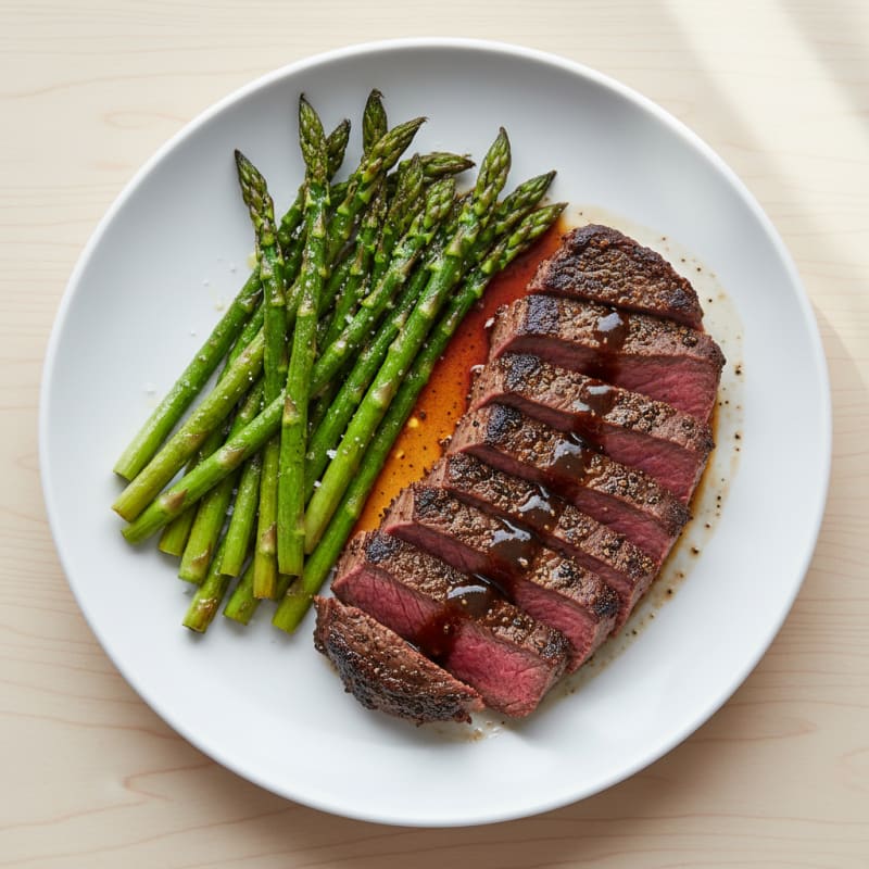 Coffee-Rubbed Steak with Roasted Asparagus