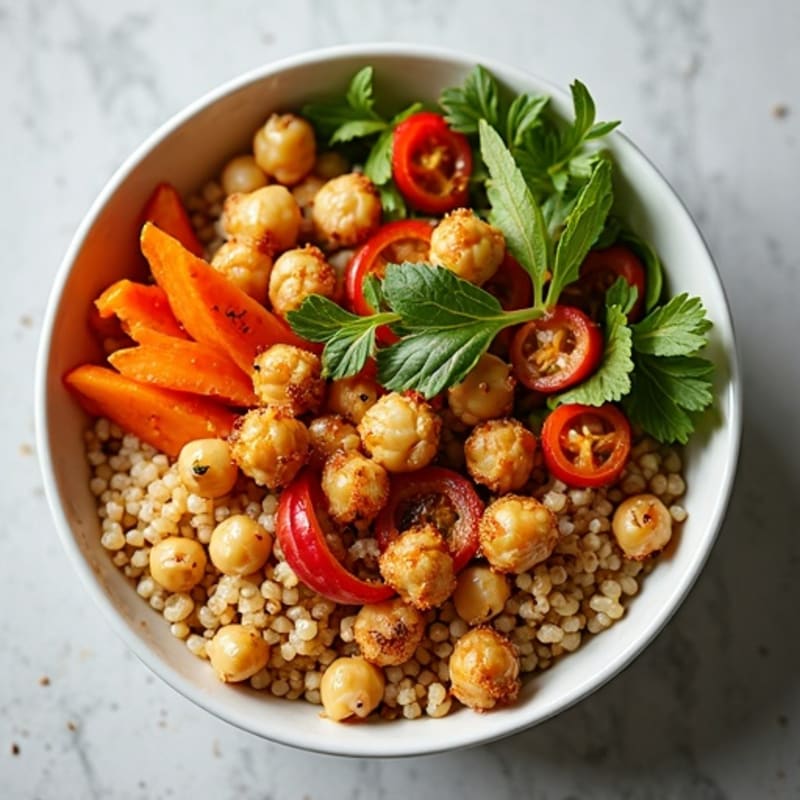 Crispy Chickpea and Quinoa Bowl with Roasted Vegetables